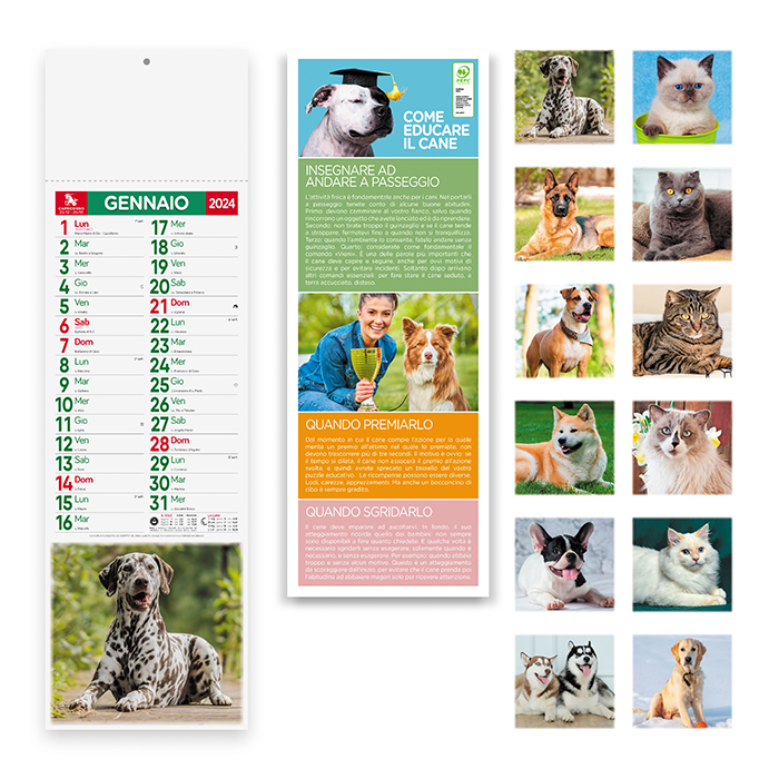 Calendario 2024 cuccioli Cani e Gatti silhouette