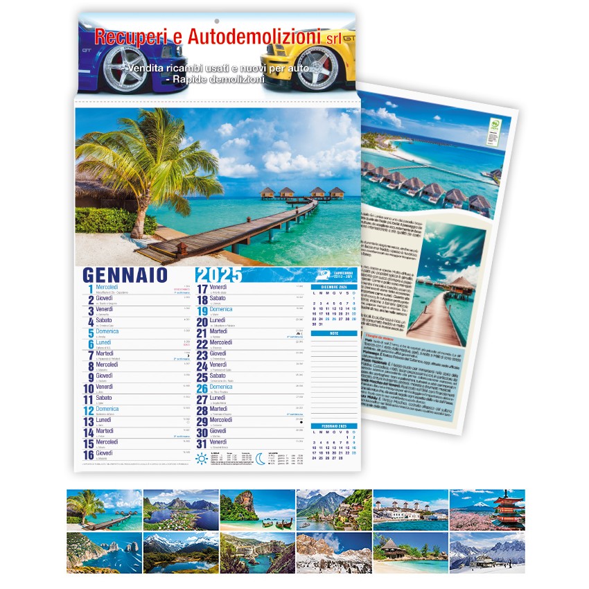 Calendario 2025 Paesaggi Viaggi e Vacanze