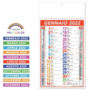 Calendario 2022 Olandese Multicolor Tris
