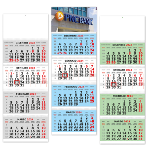 Calendario 2024 Quadrittico con quattro spirali